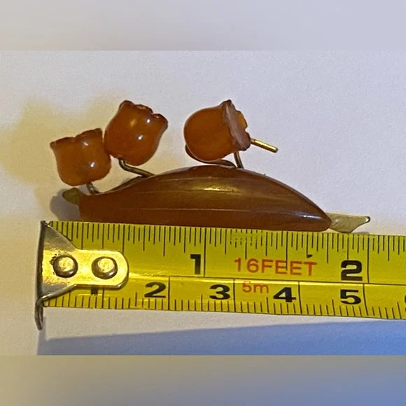 Vintage Amber Brooch USSR Lily of the Valley #9196 - Picture 13 of 13